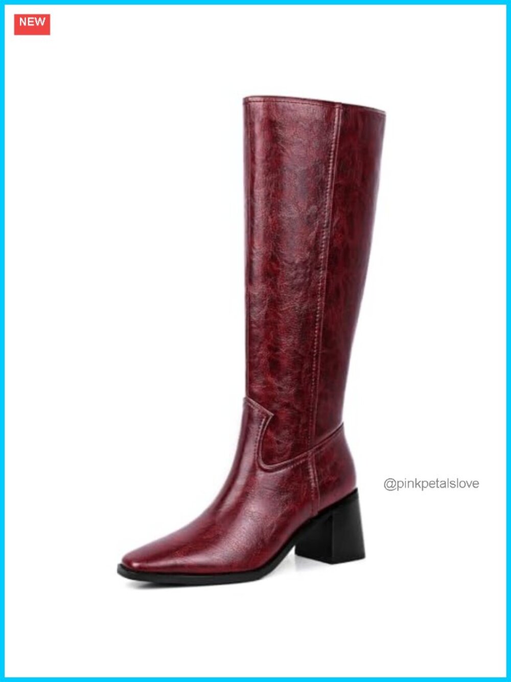 Women's Square Toe Knee High Boots Chunky Heel Side Zip Tall Dress Boots
